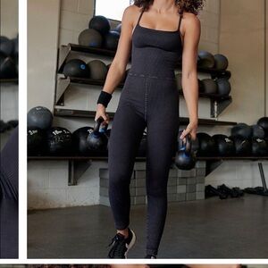 NWT Free People Happiness Runs Square Neck Onesie - Size S/XS - Washed Black